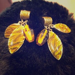 Bronze gold and olive tone vintage earrings